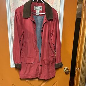 L.L. Bean Women's Red Utility Jacket with Brown Collar
